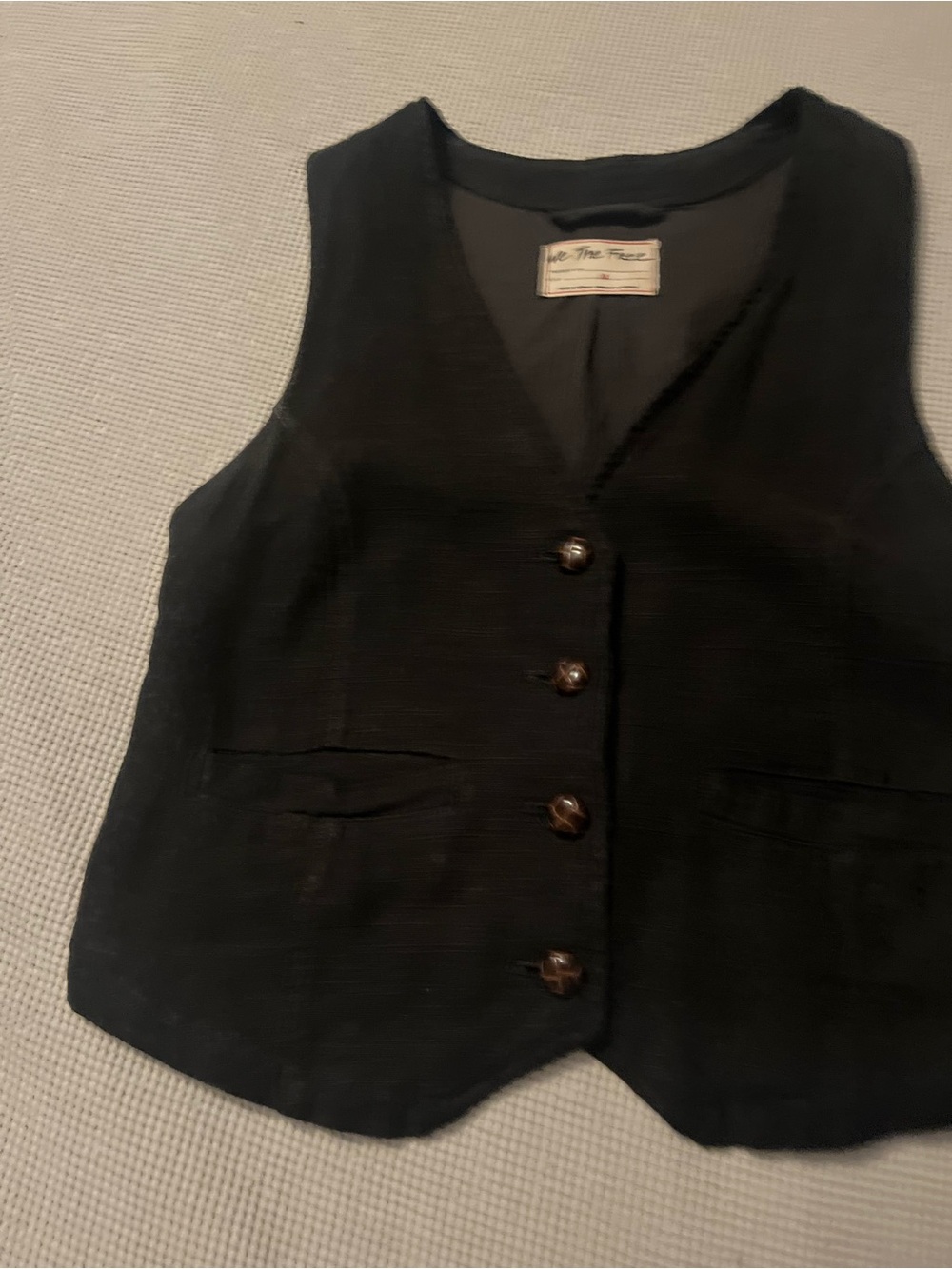 We The Free Black Button-Front Vest